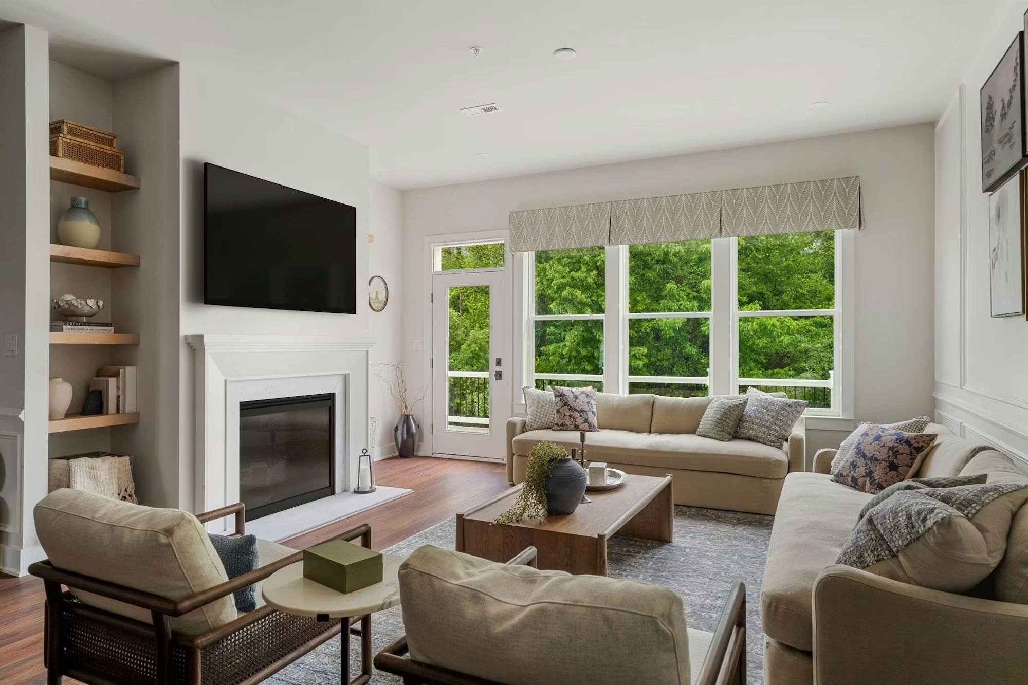 Open floor plan with dining room, kitchen and living room available